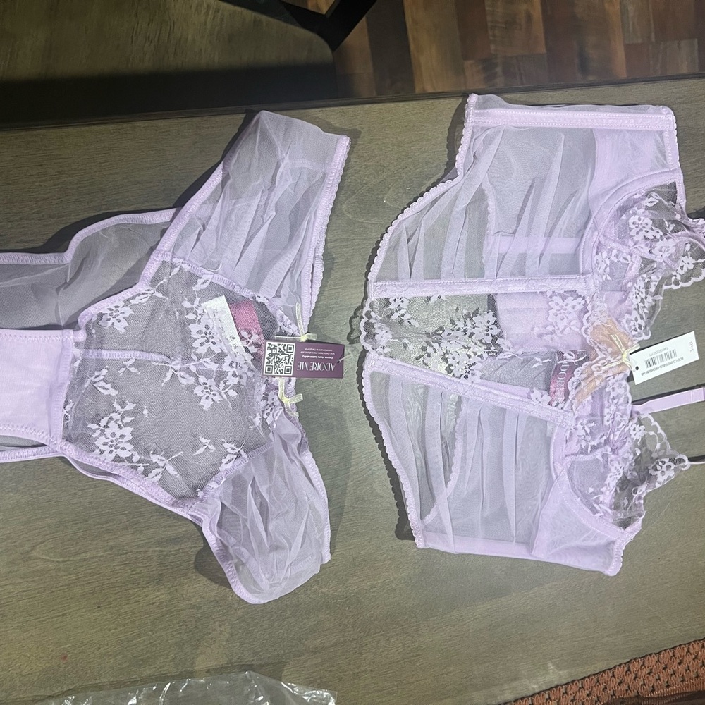 Adore Me Lavender Lace Panty Set NWT
